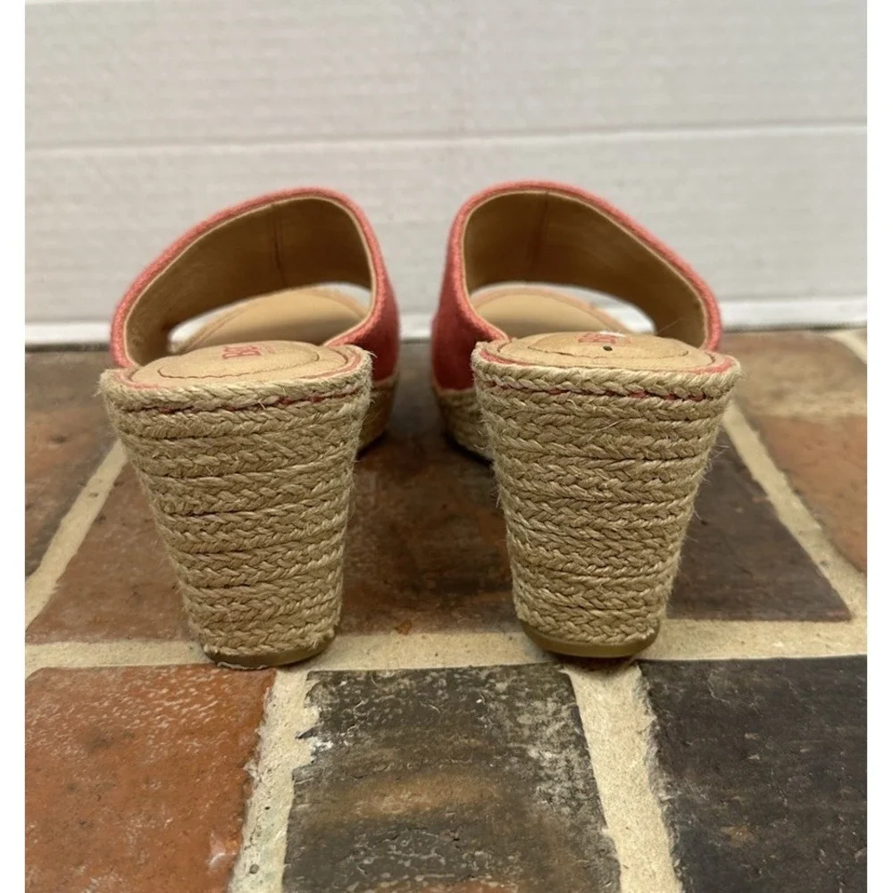 Born Red Canvas Espadrille Sandals High Jute Wedge Heel Open Toe Women's 8